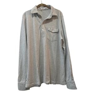 CRICQUET Long Sleeve Polo Shirt Men's Large Gray 100% Organic Cotton Pocket